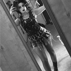 Black Studded Dress with Chain Details